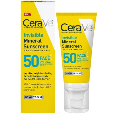 CeraVe Invisible Mineral Face Sunscreen SPF 50 1.75 fl. oz.(52ml)