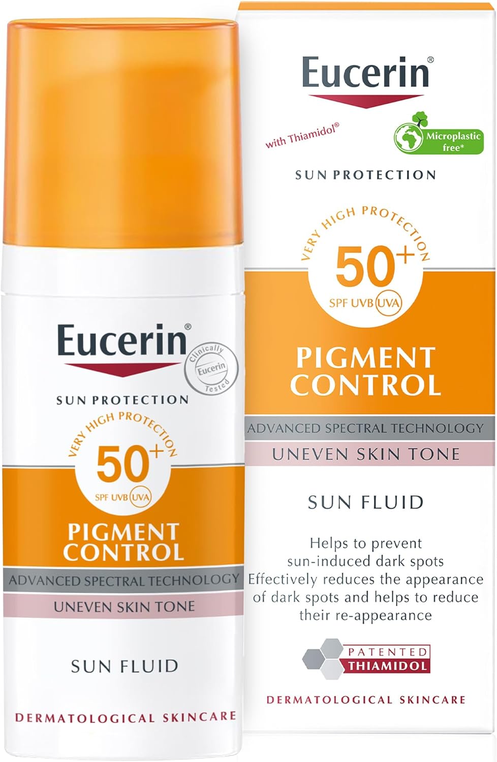 Eucerin Face Sunscreen Even Perfector Pigment Control Sun Fluid with Thiamidol, High UVA/UVB Protection, SPF50+, Reduces Spots for Uneven Skin Tone, 50ml’
