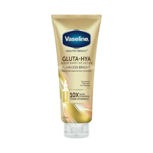 Vaseline Healthy Bright Gluta-Hya Serum Burst UV Lotion Flawless Bright.