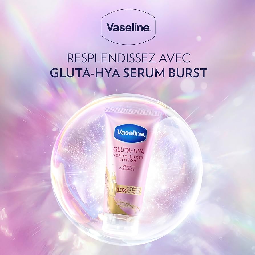 Vaseline Gluta-Hya Dewy Radiance Lotion Hydratante Serum Burst avec Antioxydants pour une Peau Douce et Radieuse, 300ml